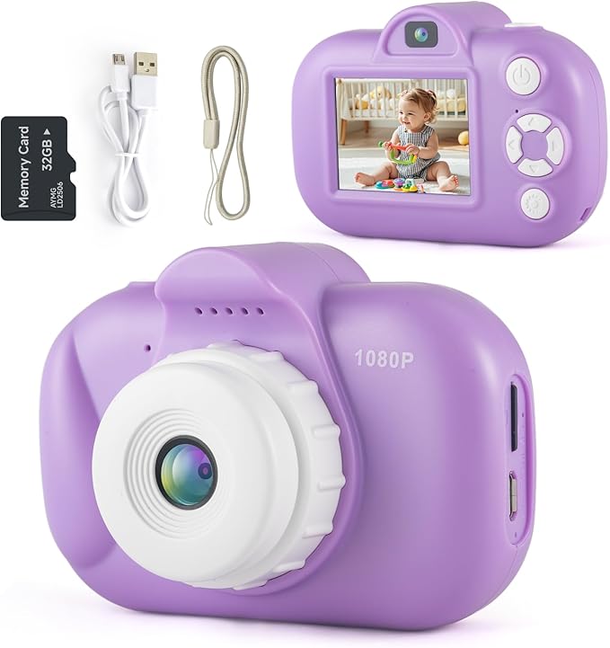 Camera for Kids Toys for Boys Age 3-8, Christmas Birthday Gifts for Children 3 4 5 6 7 8 Years Old, Toddler Toys Kids Digital Camera with 32G SD Card, 1080P Video Recording