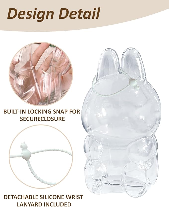 Sitting Collectible Case - Hard PVC Travel Protector with Strap Compatible for 15cm Seated LABUBU(5.9 INCH)