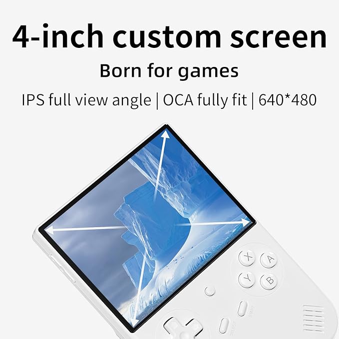 RG40XX V Retro Handheld Game Console , RG40XXV 4.0 Inch IPS Screen Linux System Built-in 64G TF Card 5528 Games Support TV Output 5G WiFi Bluetooth 4.2(White-New)