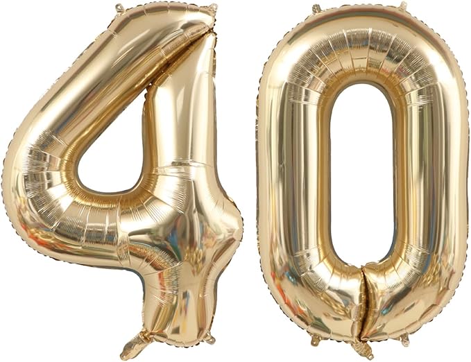40 Inch Light Gold 40 Number Balloons White Gold Giant 40 Foil Mylar Helium Large Digital Balloon Champagne Gold Birthday Numbers Jumbo Balloons 40th Anniversary Events Party Decorations Supplies