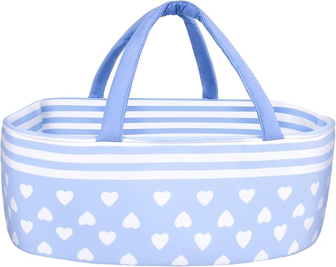 Aori Reborn Baby Dolls Bassinet - Baby Doll Carrier Bed Soft Doll Carrier Accessories with Handle for 17-22 inches Newborn Girls (Blue)