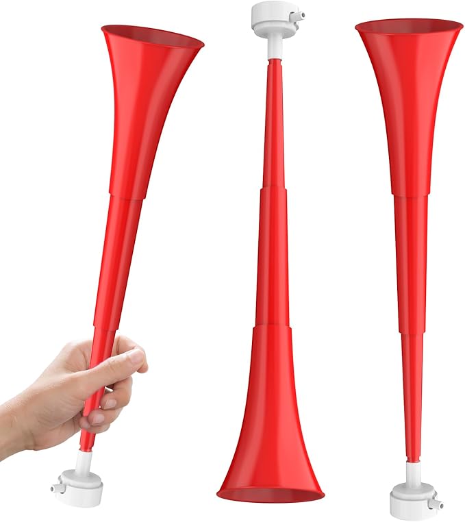 Collapsible Stadium Horn, Vuvuzela Plastic Blow Horns, Team Cheering Spirit Accessories Noisemakers, Foldable Trumpet Noise Makers for Sporting Events, Football Soccer Games, Party Supplies (2PCS)