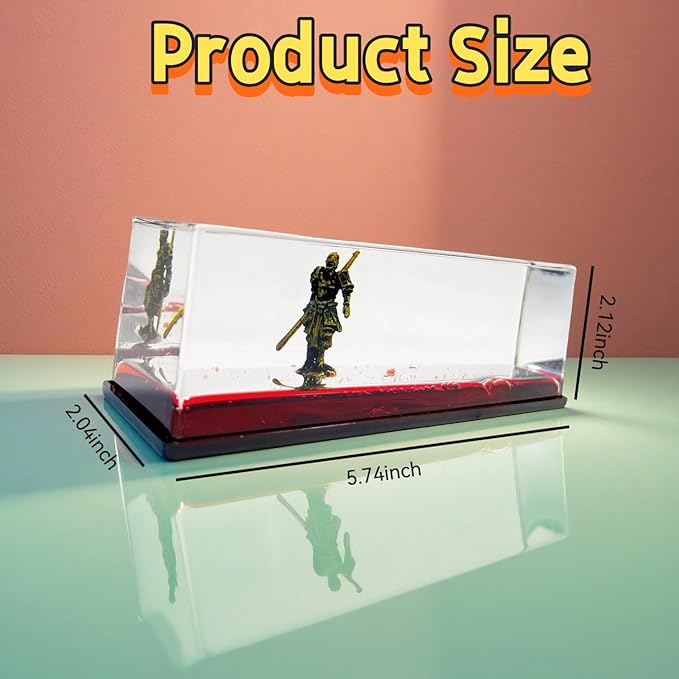 Honsheng Unsinkable Black Myth Wukong Action Figure Fun Toys Enthusiasts Acrylic Paperweight for Car Desk Decorations Liquid Wave Cruise Ship Fluid Drift Bottle Boat in a Box Toys (Gold)