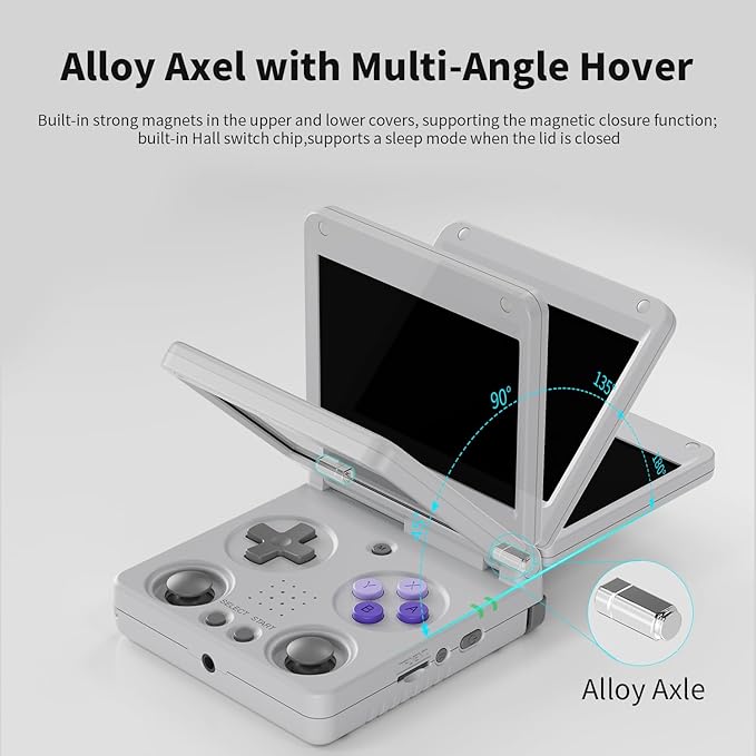 RG34XXSP Retro Handheld Game Console Linux 3.4 inch IPS Screen 720*480 5000+ Classic Games 64G Card RG 34XXSP Retro Gaming Console Handheld 3300mAh Battery Compatible with WiFi HDMI Bluetooth Grey