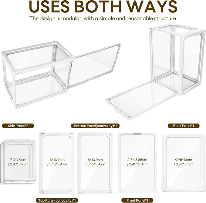Display Case for Figures Clear Display Glass Stand for Collectibles Protection Stackable Assemble Display Box for Action Figures Toys Dustproof Clear Storage Box Showcase 5.5”x 4”x3.14”