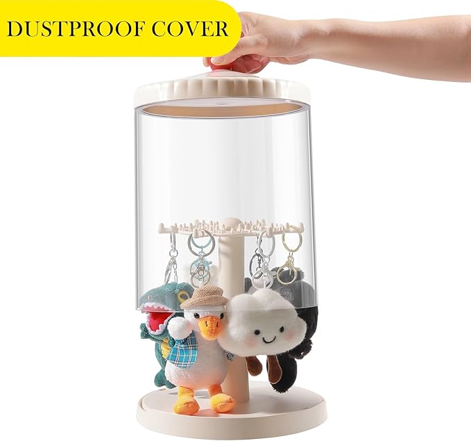 360° Rotating Clear Display Case for 5.9-6.7 Plush Dolls, Collectible Toy, Action Figures, Transparent Dust-Proof Protective Storage Box with Cover, Stackable, Yellow