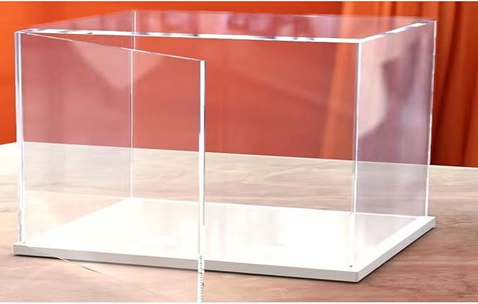 Openable Clear Acrylic Display Case-Assemble Countertop Box with White Base,Dustproof Protection Showcase for Action Figures Toys Collectibles (30x15x20cm/12x6x8inch)