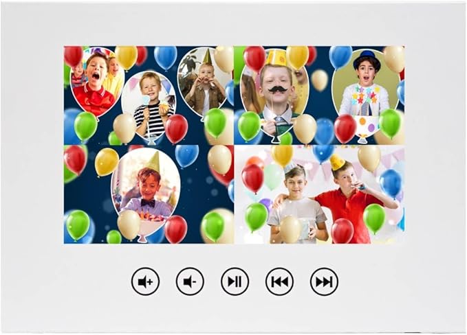 Animated Birthday Video Card for Boys – Upload 16 Photos – Personalized Tech Gift for Kids – 7” Digital Display, 4GB Internal Memory, USB Charger Included