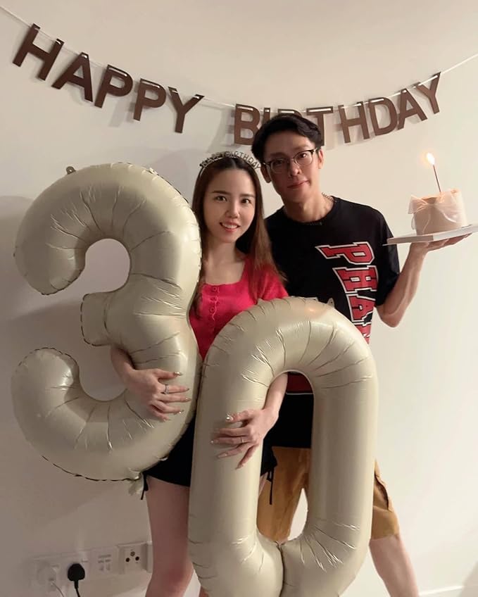 Cream Number 8 Balloon 40 Inch, 8th Birthday Party Decorations for Children, Giant 8 Foil Balloon for Party Supplies