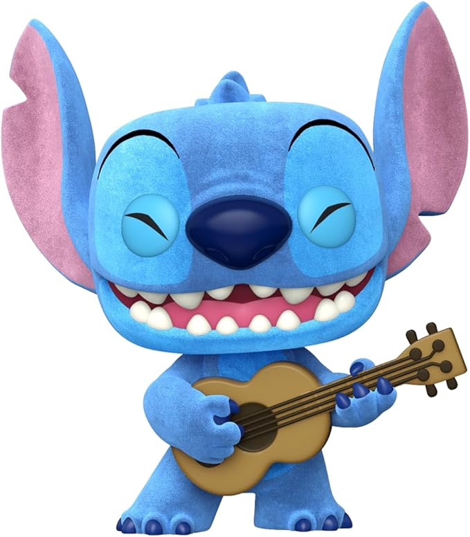 Funko Pop! &Tee: Lilo and Stitch - Ukelele Stitch (Flocked) - Small - (S) - T-Shirt - Clothes with Collectable Vinyl Minifigure - Gift Idea - Toys and Short Sleeve Top for Adults Unisex Men and Women