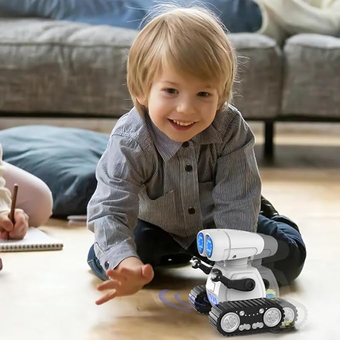 Remote Control Robots Toy, USB Rechargeable Movable Robot Toy with LED Eyes & Music, Robot Toy for Kids, Birthday Gift for Boys & GirIs