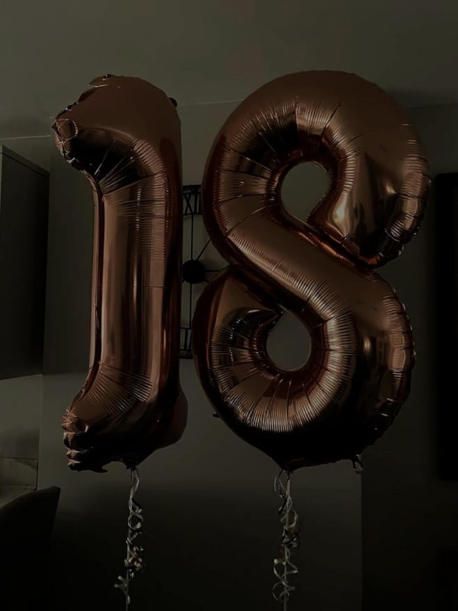 40 Inch Dark Brown Large Number 4 Birthday Balloon, Giant Number Four 14 24 34 40 44 Balloons, Coffee Brown Foil Mylar Big Balloons for Anniversary Graduation Supplies Decorations