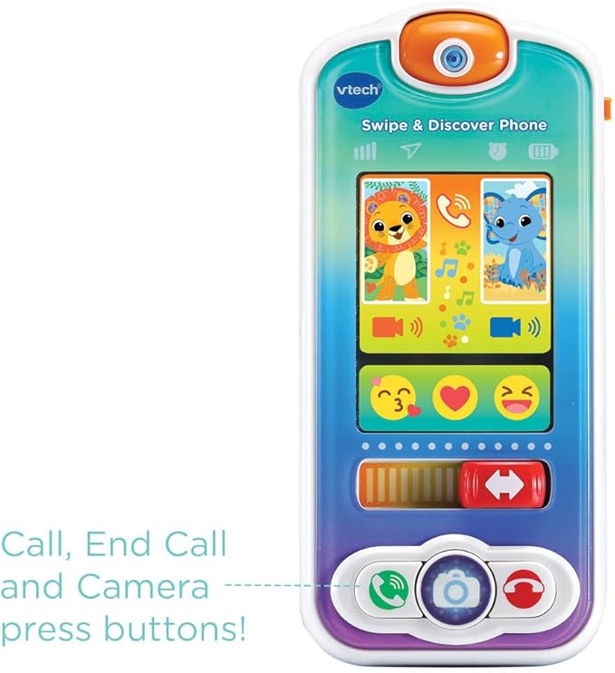 VTech Swipe & Discover Phone, Play Phone for Baby Girls and Boys, Interactive Toy with Lights and Sounds, Mobile Phone Toys for Babies, Learning Toy with Animals, Numbers and More, Ages 6 Months +
