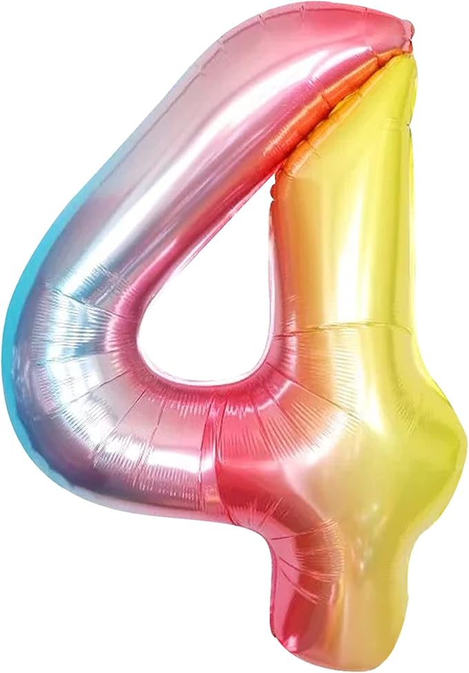 KatchOn, Giant, Rainbow 4 Balloon Number - 40 Inch | Number 4 Balloon, Unicorn 4 Birthday Decorations | Number Four Balloon, Unicorn Rainbow 4th Birthday Decorations | Mermaid Birthday decorations