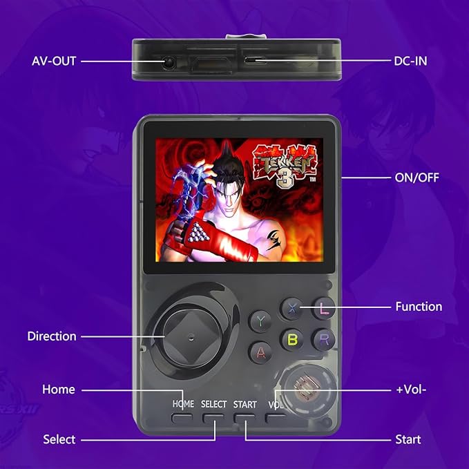 16 Bit Game Console 2.8-inch Super Wide Lcb Preloaded 100 HD Handheld Video Game Seniors Electronic Games Player Birthday Present Xmas (Transparent Gray)
