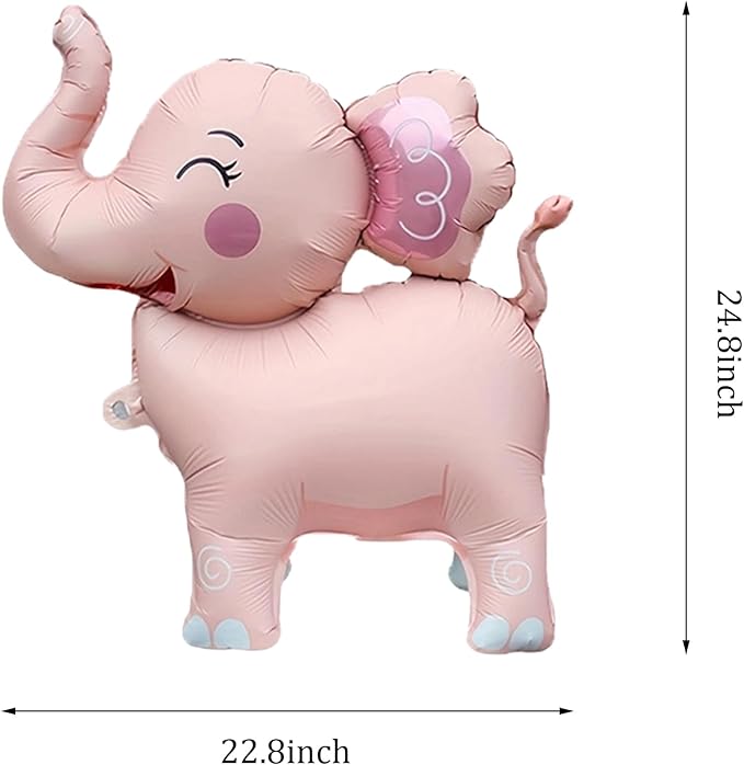 Giant Pink Elephant Foil 3D Standing Animal Balloons Kids Baby Shower Birthday Party Supplies Children Jungle Themed Decorations Woodland Safari Animal Balloons 2Pcs