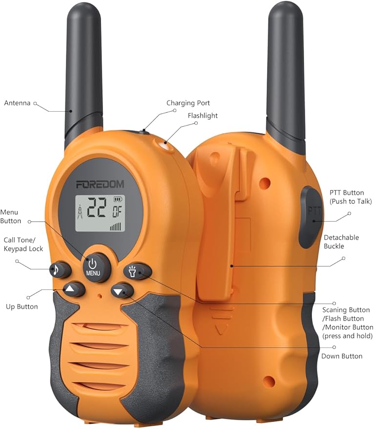 FOREDOM Rechargeable Walkie Talkies for Kids Walkie Talkies Long Range for Boy & Girl Age 3 to 12 Year Old Birthday Toys - 2 Pack