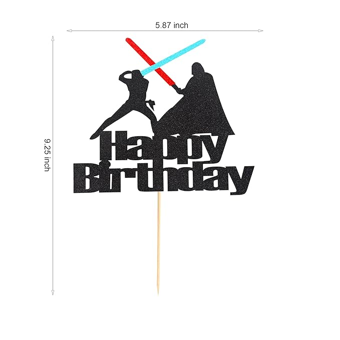 Arthsdite 1Pc Darth Vader Happy Birthday Cake Topper Alien War Cake Pick - Children's Birthday Baby Shower Party Supplies Decorations For Boys