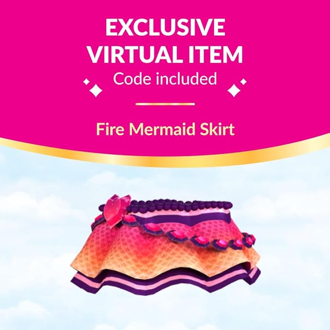 3” Fire Mermaid Fashion Doll - 1 Figure with 9 Fashion Accessories - Virtual Item Code Included - Series 3 - Ages 5+