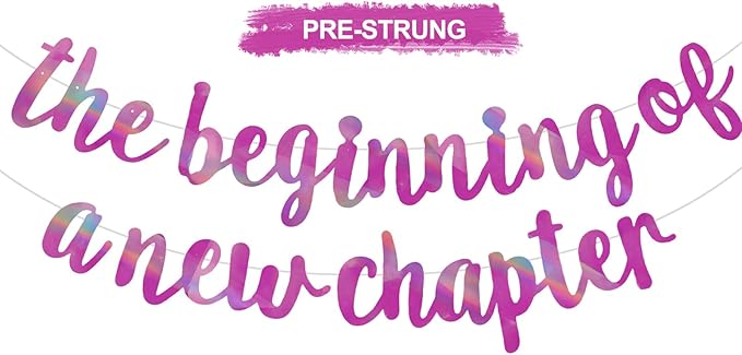 BEISHIDA Double-Sided Rainbow Purple The Beginning of A New Chapter Banner,Farewell Book Themed Housewarming Party Congratulations Decorations,Going away party Retirement Garland,Graduation Sign 2026 Banner
