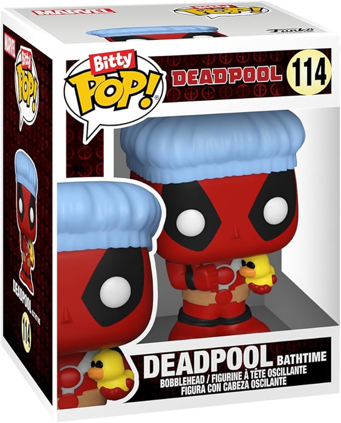 Funko Bitty POP! Deadpool - Bathtime, 4-Pack and A Surprise Mystery Mini Figure - 0.9 Inch (2.2 Cm) Collectable - Stackable Display Shelf Included - Gift Idea - Party Bags Stocking - Cake Topper