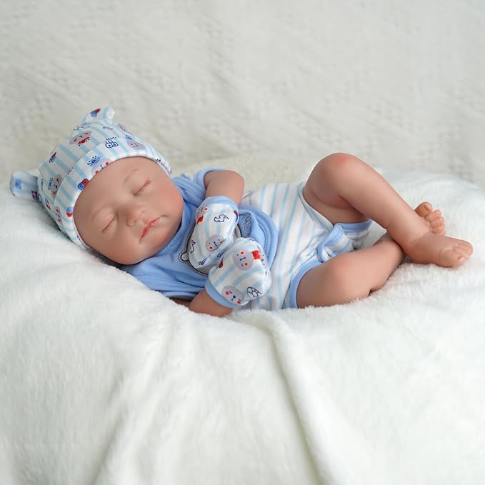 BABESIDE Reborn Baby Doll Accessories for 17–22 Inch Dolls,13 Pcs Baby Doll Clothes and Bear Gift Set Includes Bassinet, Doll Clothes, Pacifier, Bottle, Bear Toy for Kids Ages 3+
