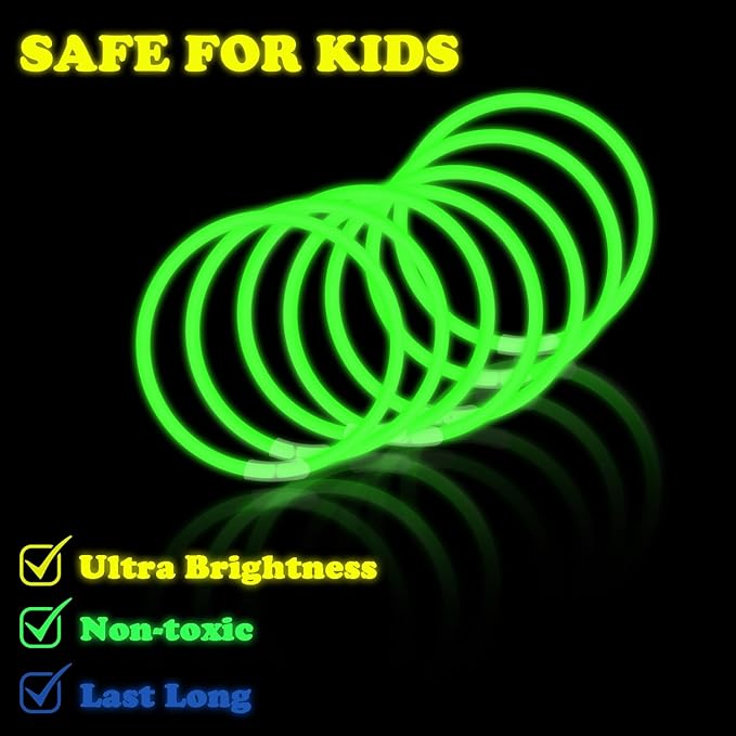 St Patricks Day Green Glow Sticks Party Favors 8'' 72 Pack Bulk,Saint Patrick's Light Up Necklace Gifts Toys for Kids,Non Candy Goodie Bags Stuffer Treats for Boy Girl,Party Bag Accessories Decoration