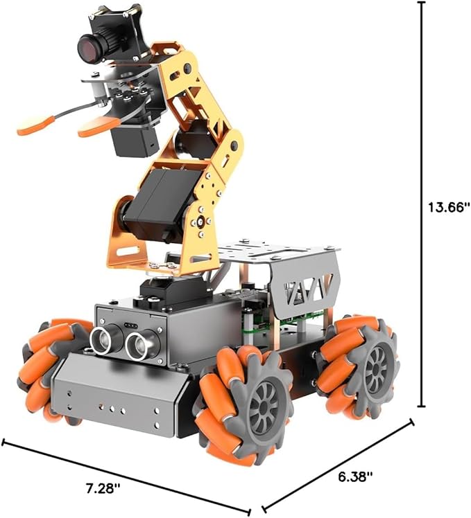 MasterPi 5DOF Robotic Arm for RaspberryPi 5 AI Vision Tracking Target Sorting Line Follow Open Source Programming Smart Robot Car Kit for Teen Adult STEM Educational Building Robot, RPi Not Included