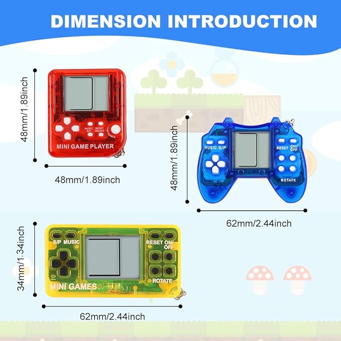 12pcs Video Game Party Favors, Mini Gaming Party Favors, Video Game Keychains, 8-bit Handheld, Birthday Party Supplies for Kids, Return Gifts for Birthday Party Decorations Supplies