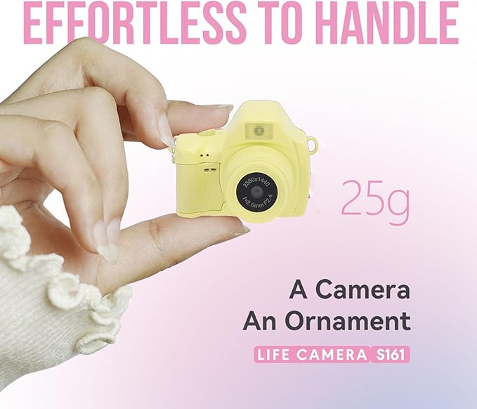 Bewinner 2K Digital Camera, Retro Keychain Camera with 1.47 Inch LCD Display and LED Light for Teens Students Travel (Yellow)