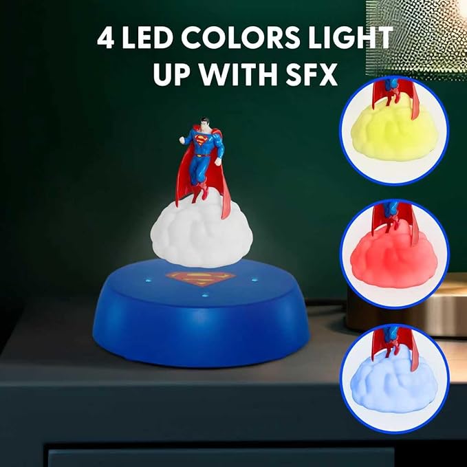 WARNER BROS Officially Licensed Superman Magnetic Floating Collectible Figurine with LED Lights – Levitating Superhero Display for Home Décor & Gifts