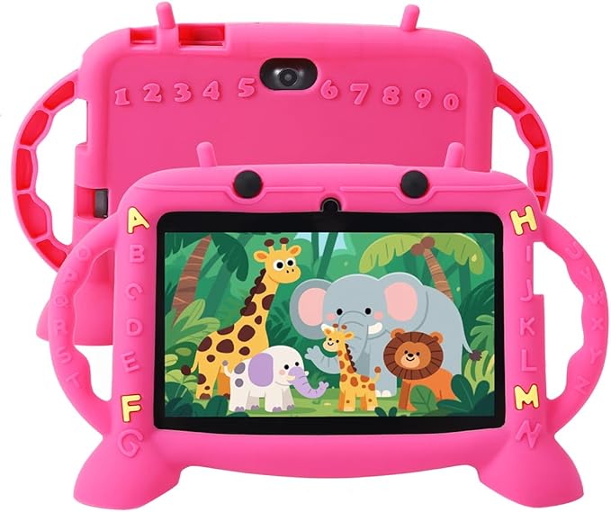 Kids Tablet, Android 11 Tablet for Kids 7 inch 2-10, Educational Learning Toddler Tablet, 3GB RAM+32GB ROM Storage, Google Play YouTube, Baby Girl boy Present (Red)