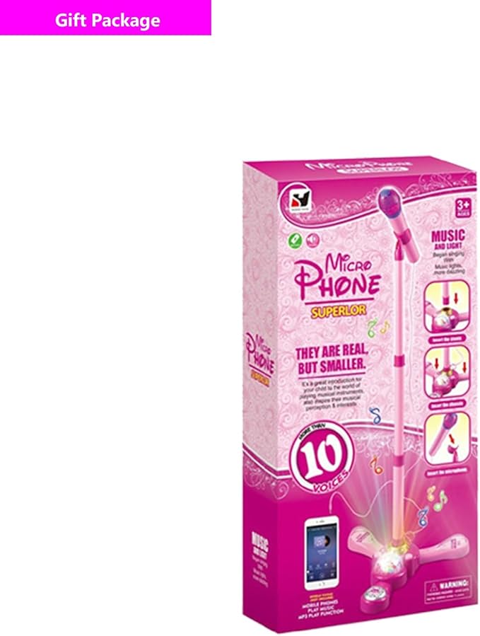 Kids Karaoke Machine with Stand,Karaoke Machine Kid,Kids Microphone with Flashing Stage Lights Adjustable Stand Gift for Children