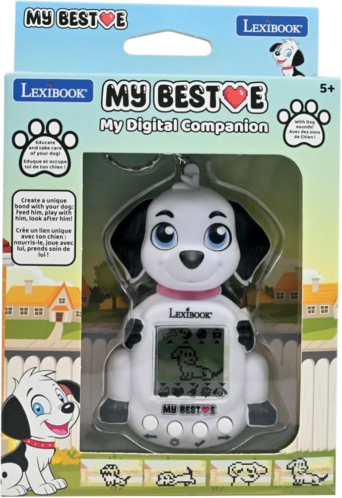 Lexibook, JLMBDOG My Best-E Dog Console with LCD Screen and Keyring - White