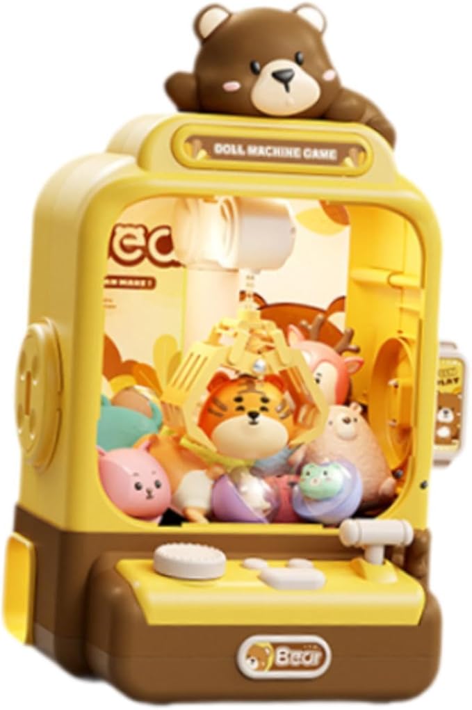 Yiju Electronic Claw Machine Prize Dispenser Toy and Sounds Grabber Plush Kids Vending Toy for Kids Children Boys Girls, Brown