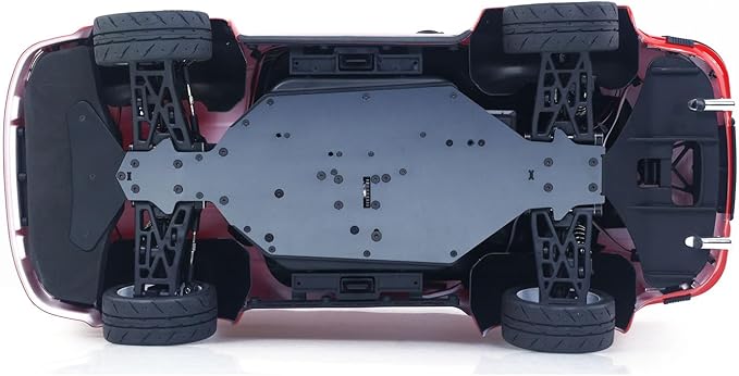 1/6 Remote Control Rally Car 4X4 RC Vehicle 2WD and 4WD Modes Metal Chassis Light System Independent Suspension No Battery Charger Hobby Grade Model for Ages 14+(Red)