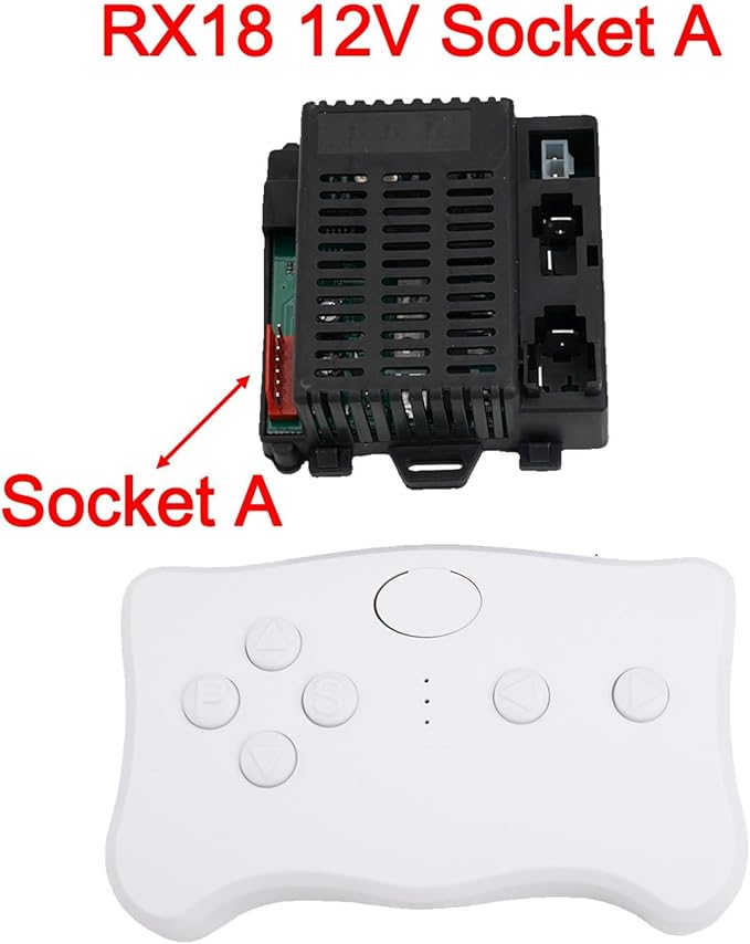 2.4G RC Remote Control Receiver 6V 12V 24V Electric Motor Controller Compatible for Children Electric Toy Car with Battery Installation Instructions(RX18 A 12V Full set)