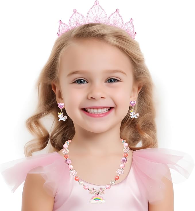 12 Pairs Clip On Earrings Girl Party Favor Princess Clip on Earrings Pretend Play Unicorn Earrings for Little Girl Kids Toddlers Jewelry Set