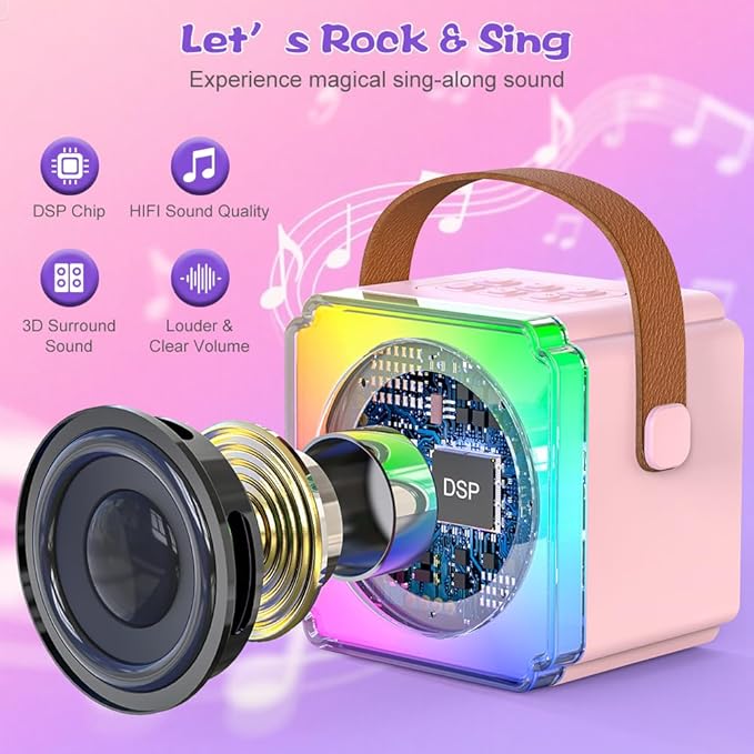 Mini Karaoke Machine for Kids: 2026 TOP Toy Gift Idea Karaoke Speaker for Girls Boys Ages 3-12+, Portable Singing Player with 2 Wireless Mics for Birthday Christmas, Car Ride Family Home Party Singing