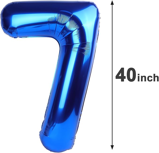 Navy Blue Large Number 7 Balloon, 40 Inch, 7th Seven Birthday Balloon Number, Mylar Foil Birthday Party Decorations, Anniversary, Graduations