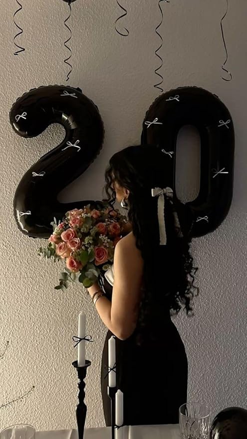 40 Inch 25 Balloons Numbers, Happy 25th Birthday Decorations for Women, Black Foil Large Ballon for 2 5 25 52 Birthday Party Wedding Anniversary Supplies