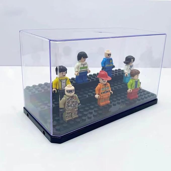 Acrylic Minifigure Display Case Stackable Action Figures Blocks Display Box, Clear Dustproof Display Case Box for Lego Lovers