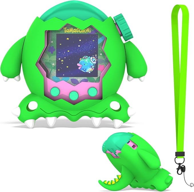 OAJ Silicone case for Tamagotchi Paradise Interactive Toy Digital Pet with Lanyard , Cute Dinosaur Cover Compatible with Tamagotchi Paradise Electronic Pet.