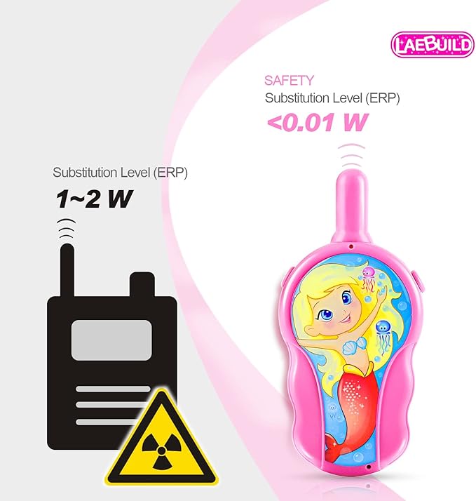 Mermaid Walkie Talkies for Girls, 2 Pack Kids Two Way Radio Toys, Long Range Toddler Toys for 3-8 Year Old, Ideal Birthday Christmas Easter Gifts for Indoor Outdoor Games