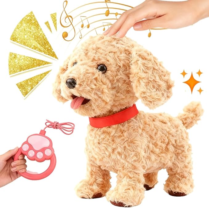Orgone Wuffy Robot Dog Lifelike Toy Dog, Interactive Robot Dog with Touch Sensing Voice Music Mimic Leash Remote Soft Fur – Battery Powered Puppy (1PC - A)
