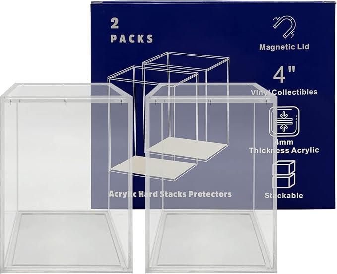 JDS Toy Store Hard-Shell Stackable Case (2 Pack) Compatible with Pops, Clear Acrylic Display with Magnetic Lid