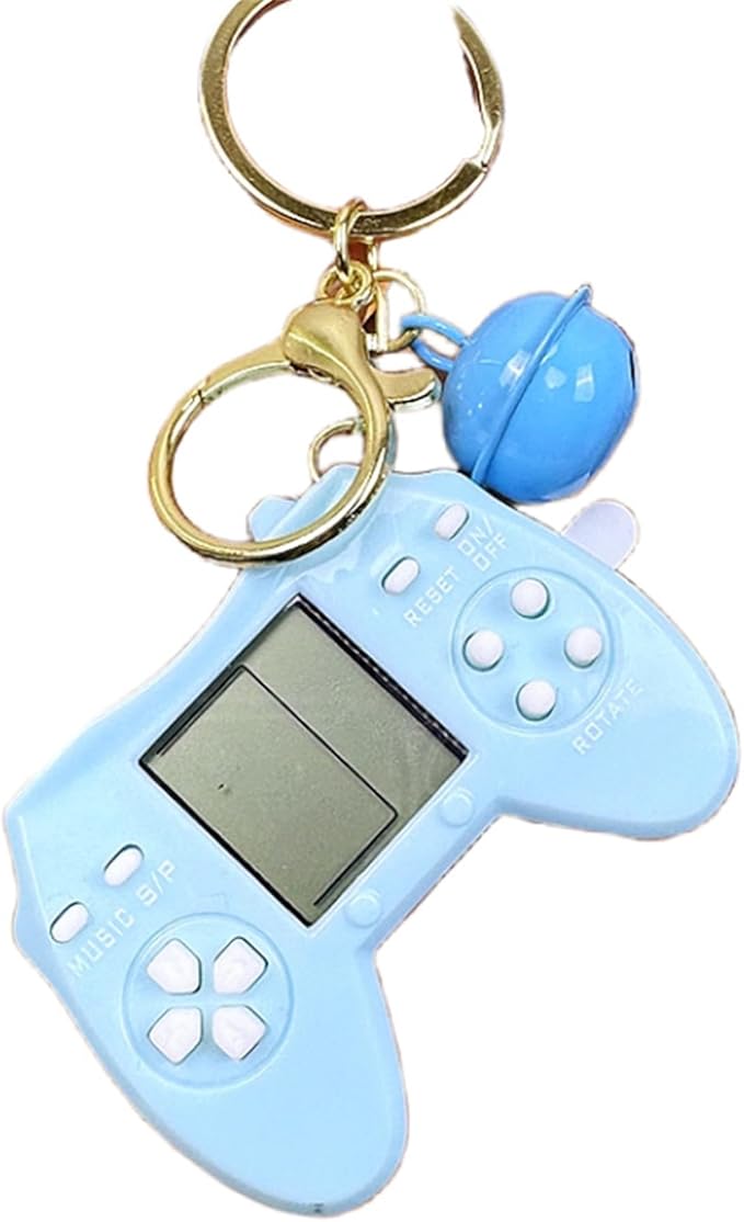 Retro Classic Game Console Pendant Keychain Playable Electronic Miniature Handheld Mini Games Machine with Keychain Ring Gift (L5)