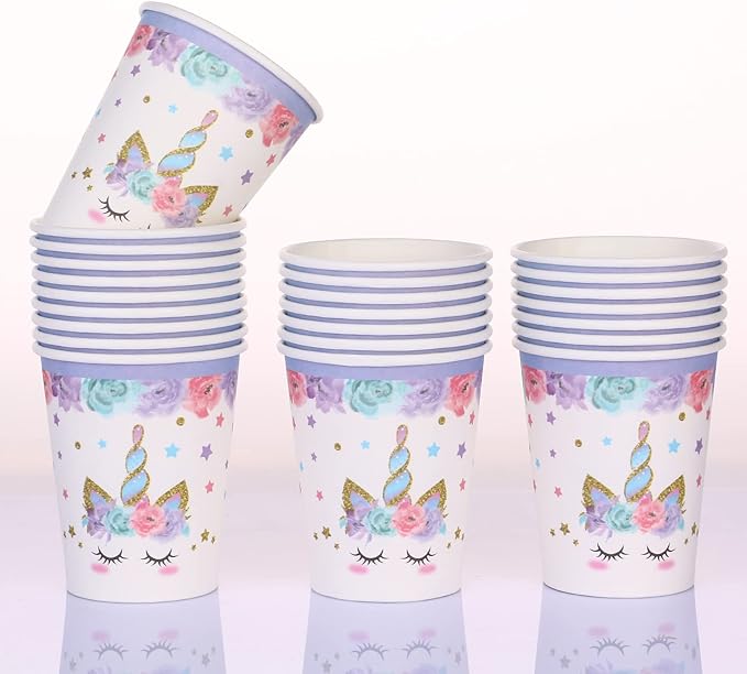 Unicorn Birthday Party Decorations Rainbow Unicorn Plates and Napkin Party Supplies for Girls Birthday Decor Afternoon Tea Pool Garden Party Baby Shower,Serves 24