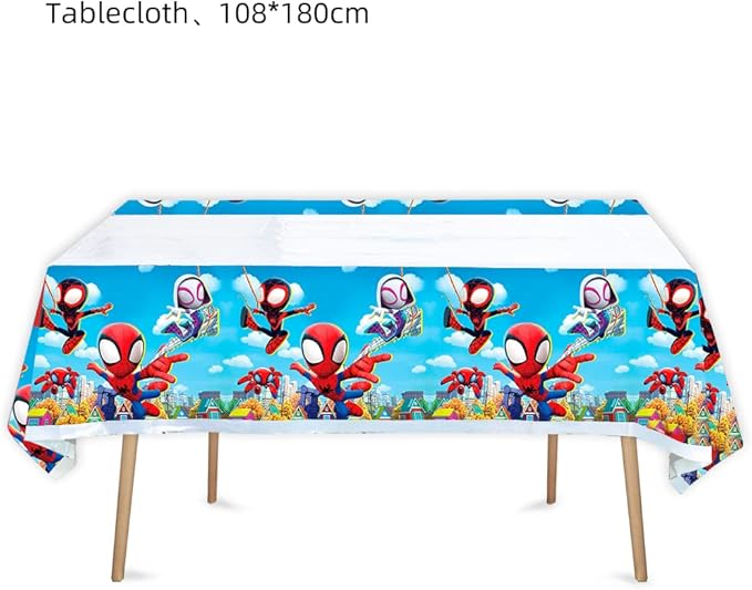 2pcs Spiderman Tablecloth Table Cover, for Spiderman Theme Birthday Party Supplies Decorations (70" x 42")2pcs (1)