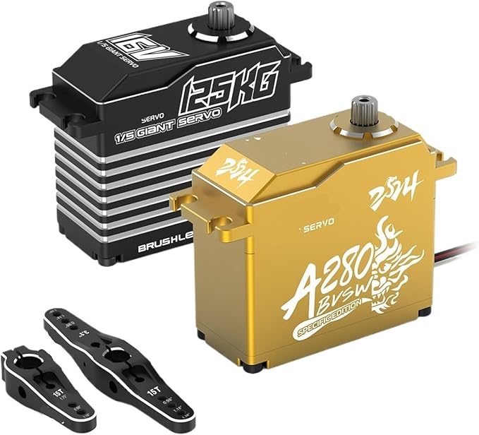 A280BVSW 125KG 16V Super Torque 3S/4S Brushless Waterproof 1/5 Scale Giant Remote Control Servo(A280BVSW Black)